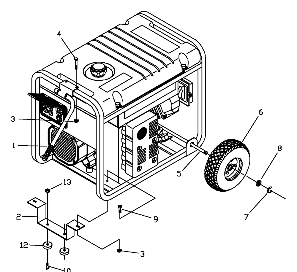 Wheel Kit (189833) Diagram and Parts List for 030215-1-G56000  Briggs and Stratton Generator
